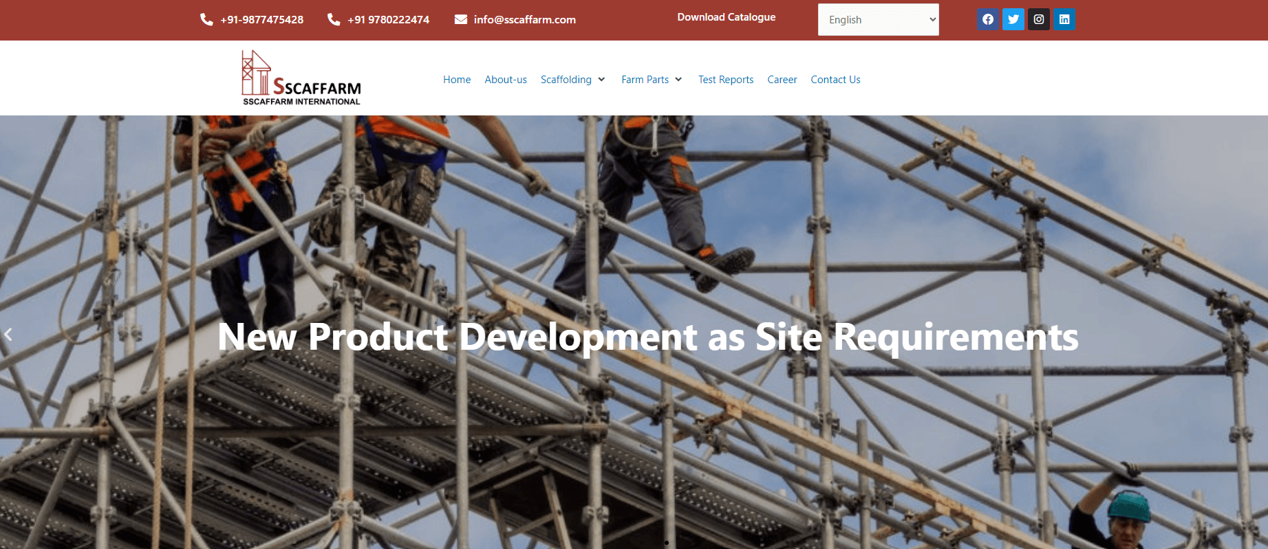 Screenshot of the Sscaffarm International Official Website