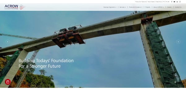 Screenshot of Acrow’s Official Website